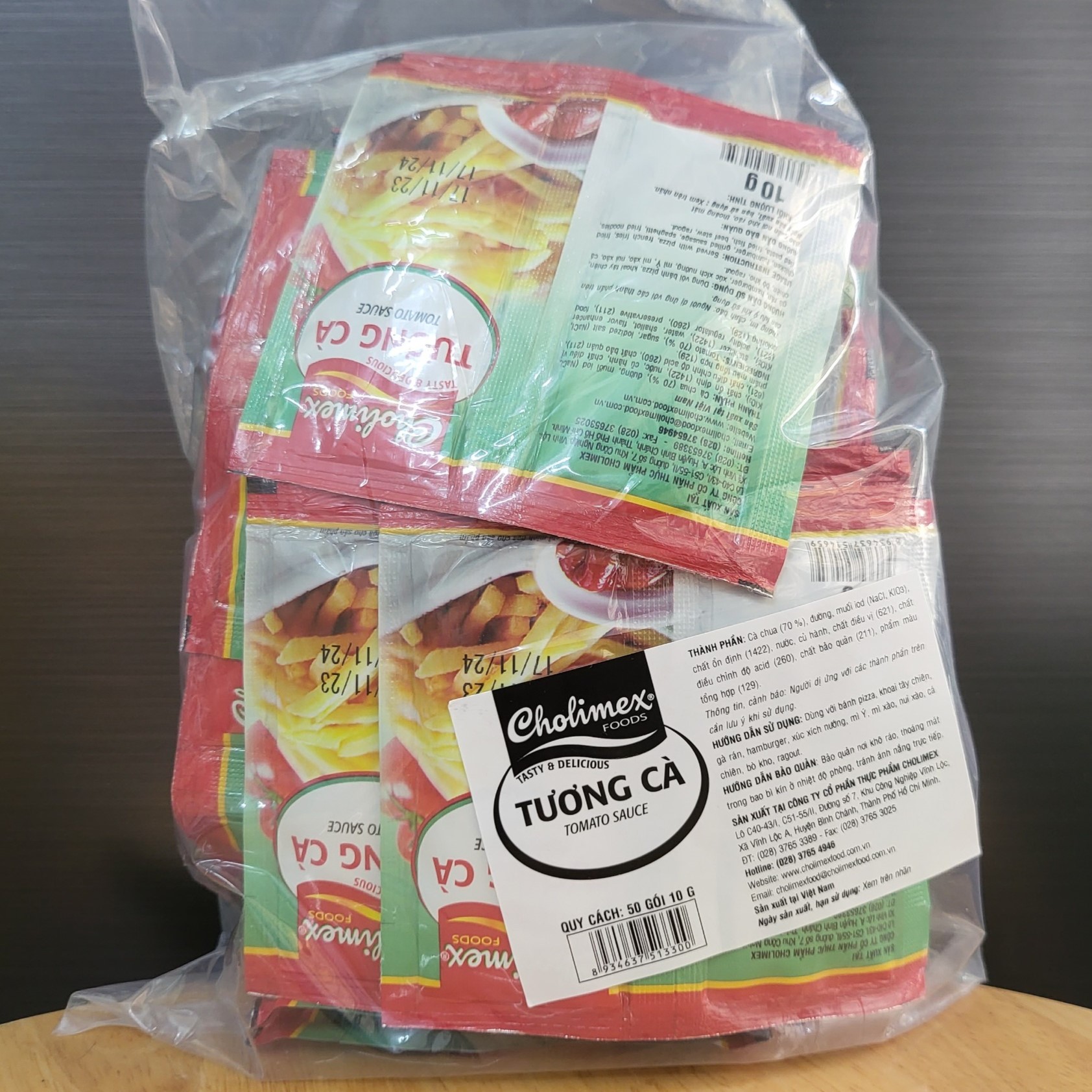 CHOLIMEX - CÀ 50 gói x 10g - TƯƠNG CÀ GÓI NHỎ / Tomato Sauce