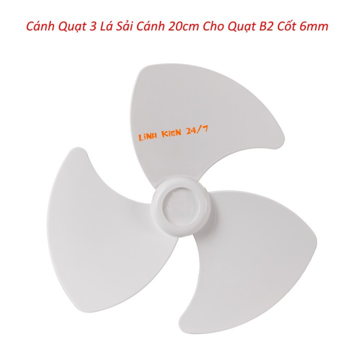 Cánh quạt 3 lá sải cánh 20cm cho quạt b2 cốt 6mm
