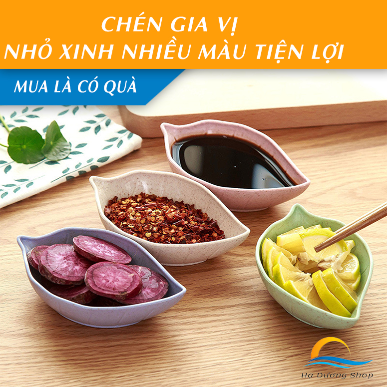Chén đựng nước chấm hình lá đáng yêu nhiều màu cá tính chén nước chấm cao cấp HADU
