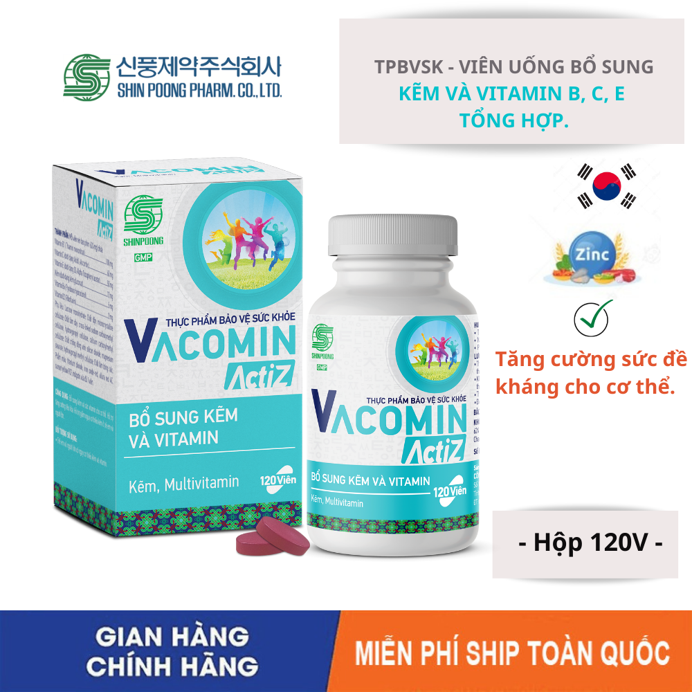 Vitamin Tổng Hợp Và Kẽm Hữu Cơ Shinpoong Vacomin ActiZ Tăng Cường Sức Khỏe