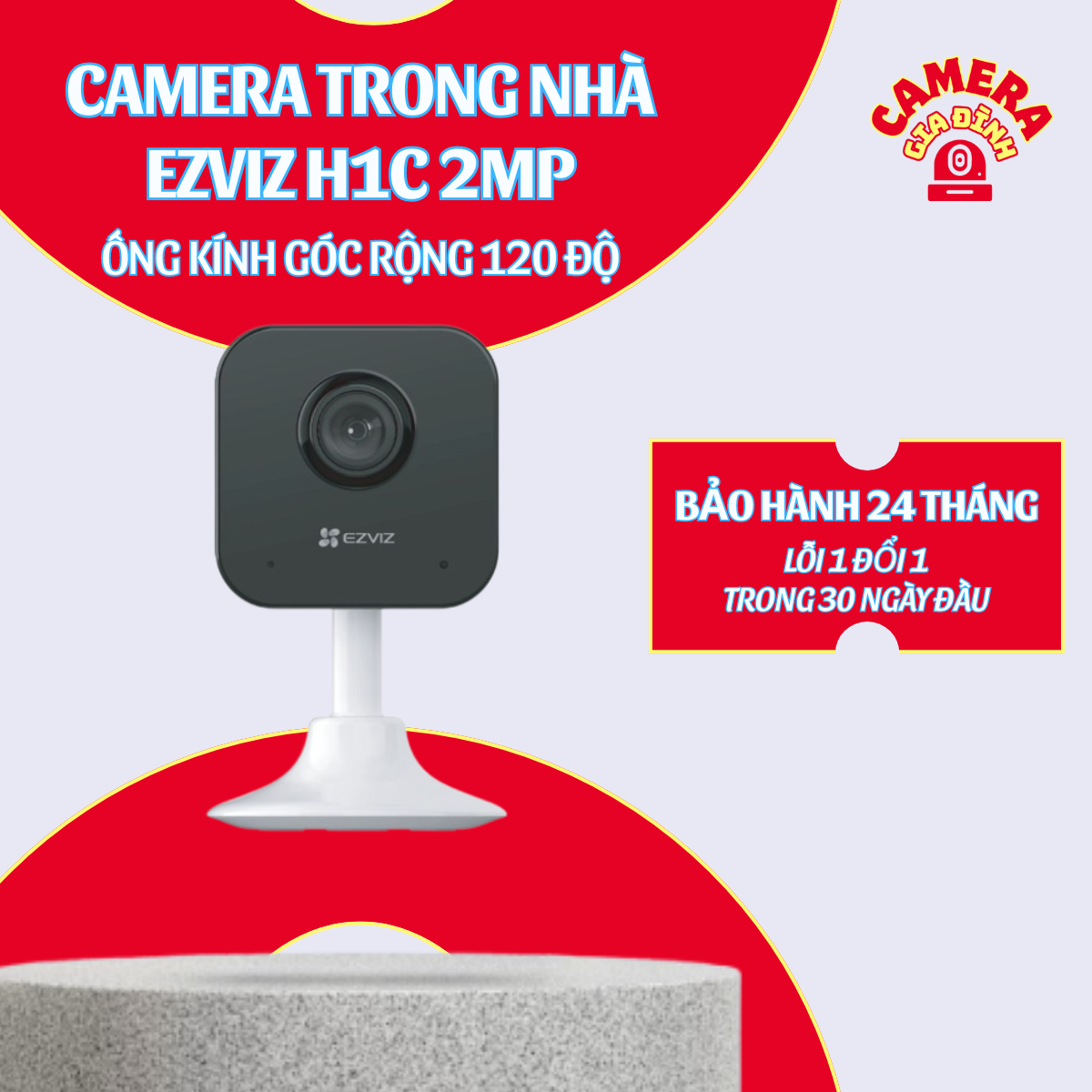 H1C | Camera Wifi cố định; góc rộng 120 độ; đàm thoại 2 chiều; phát hiện chuyển động