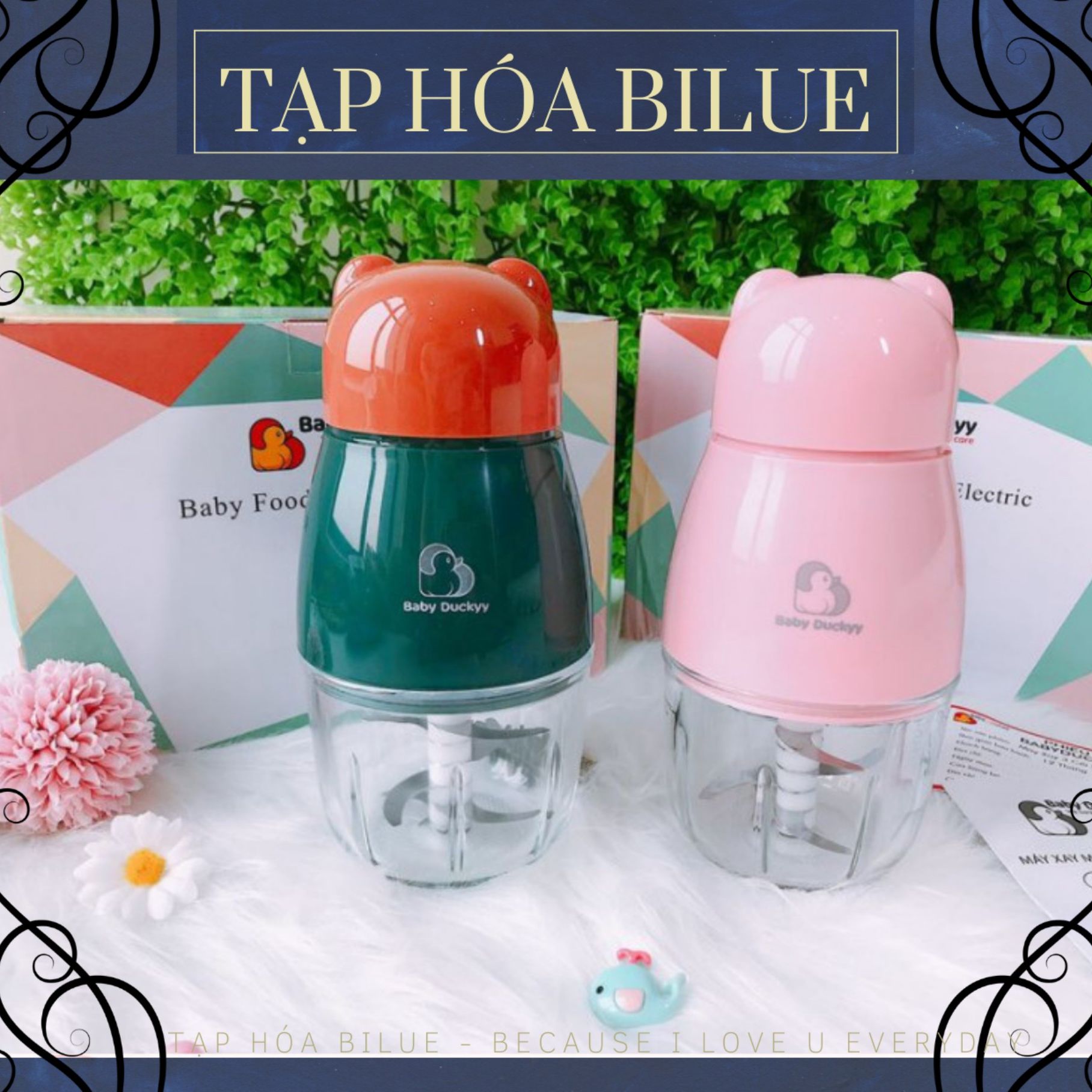 [SIÊU RẺ] Máy Xay Đa Năng Chính Hãng Xay đồ ăn dặm Thịt Cá Tôm Sinh tố Rau Củ Quả Hạt Khô Tỏi Ớt Gạo Đá viên...1 cối thủy tinh Baby Duckyy Bảo hành 6 tháng Tạp Hóa Bilue