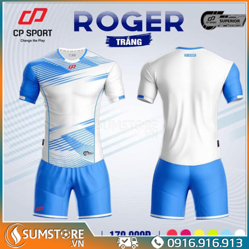 [HCM]Bộ Quần Áo Đá Banh Nam Nữ Cao Cấp - Áo Bóng Đá Roger Trắng