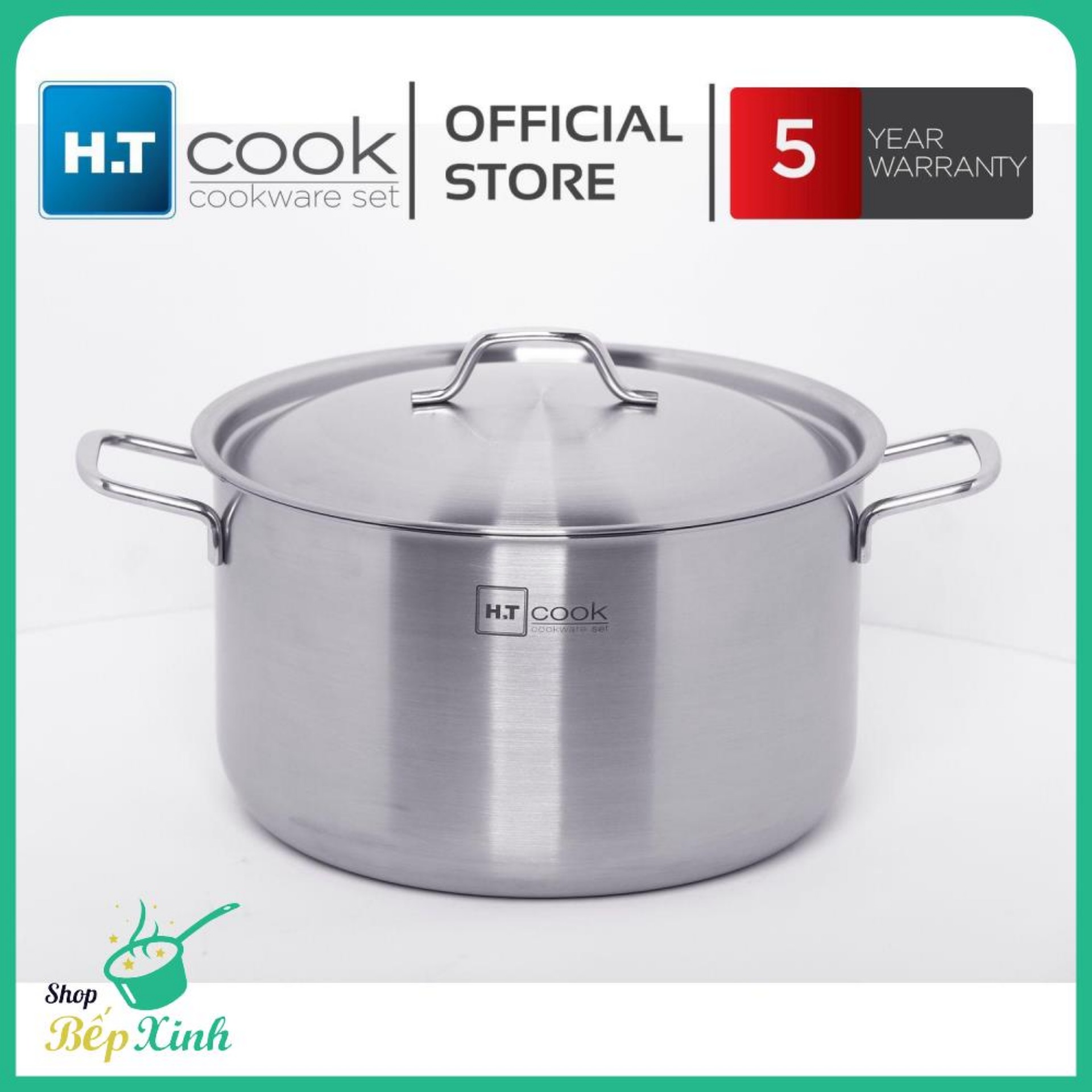 Nồi luộc gà inox 430 cao cấp Fivestar H.T Cook 1 đáy dùng được mọi bếp 26cm / 28cm / 30cm / 32cm