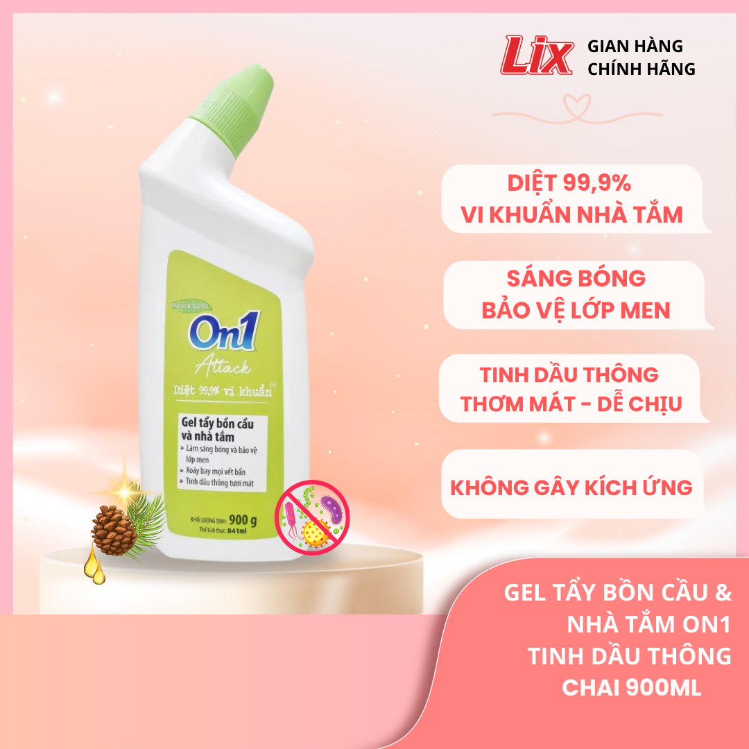 Gel tẩy bồn cầu và nhà tắm On1 dung tích 900g N0502, giúp diệt khuẩn 99,9% tẩy ố làm trắng nhà tắm bồn cầu hiệu quả - Lixco Việt Nam