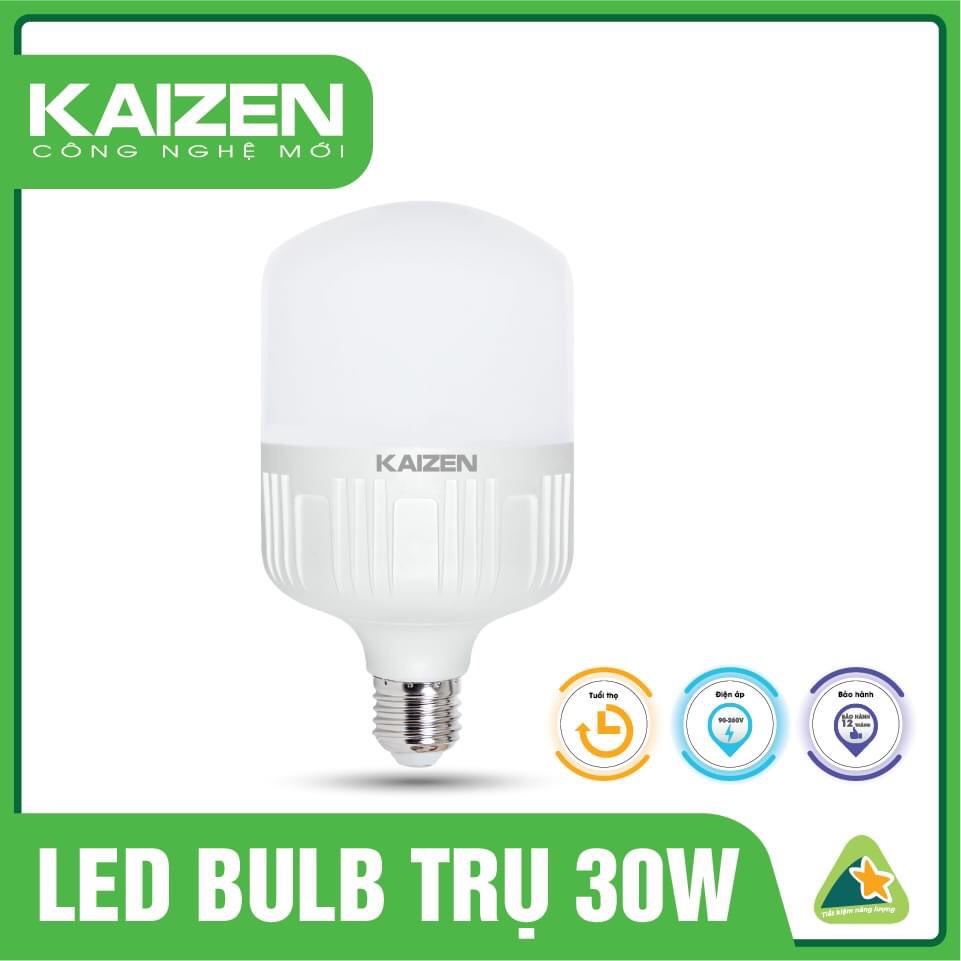 [ XẢ KHO ] 30W Bóng đèn LED búp trụ 30W KAIZEN giá sỉ siêu sáng tiết kiệm điện 80% điện ánh sáng TRẮNG