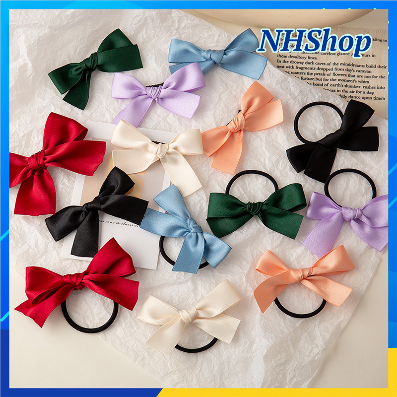 [HCM]Cột tóc nơ satin mini tiểu thư - Dây buộc tóc nơ - NHShop