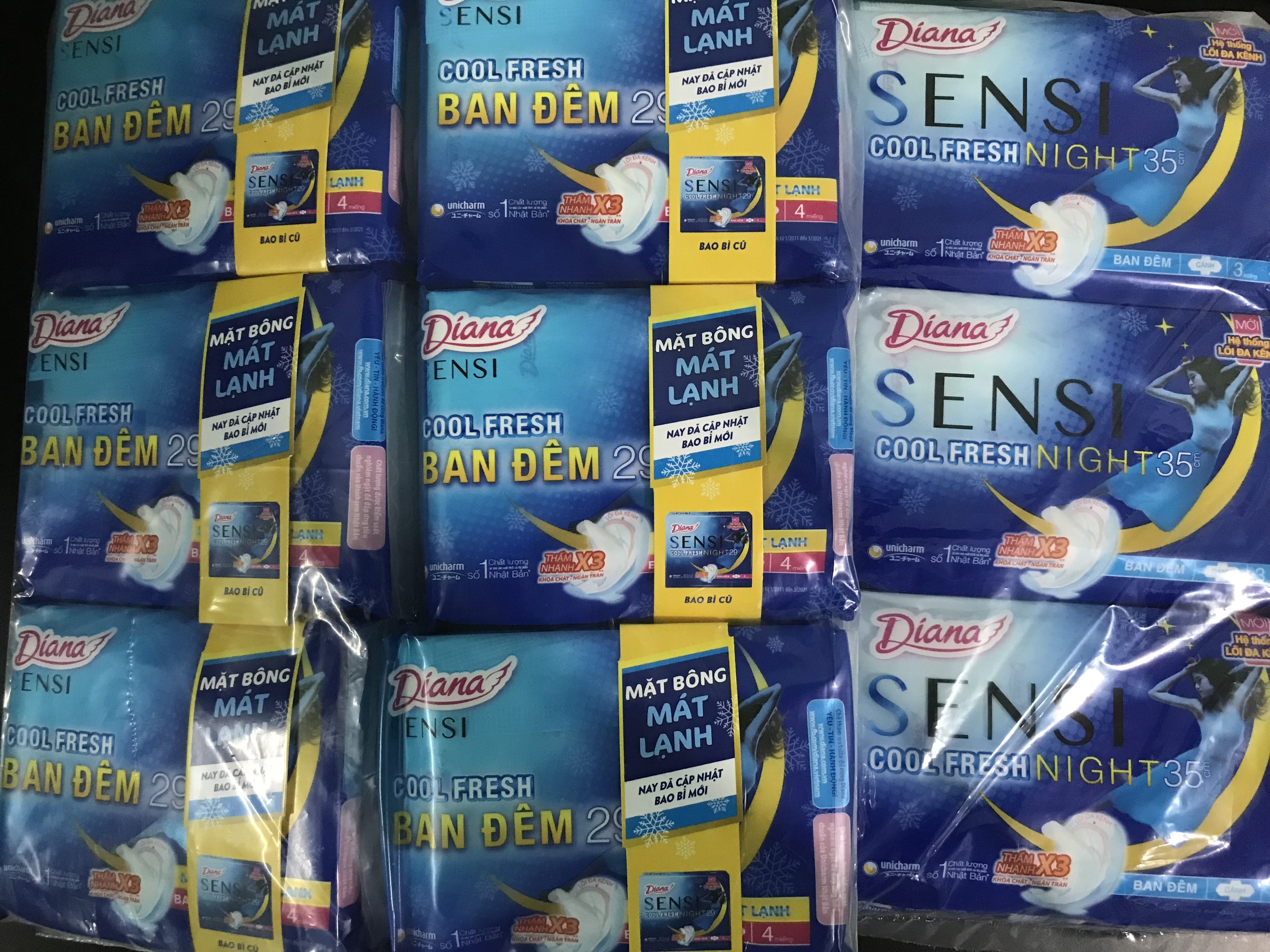 Combo 6 Gói BVS Diana Sensi Ban Đêm Night Cool Fresh 29-35cm 3-4 Miếng