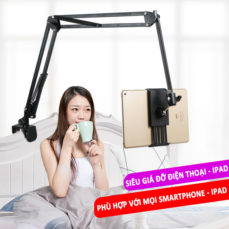 Giá đỡ điện thoại, máy tính bảng kẹp đầu giường kẹp bàn đa năng