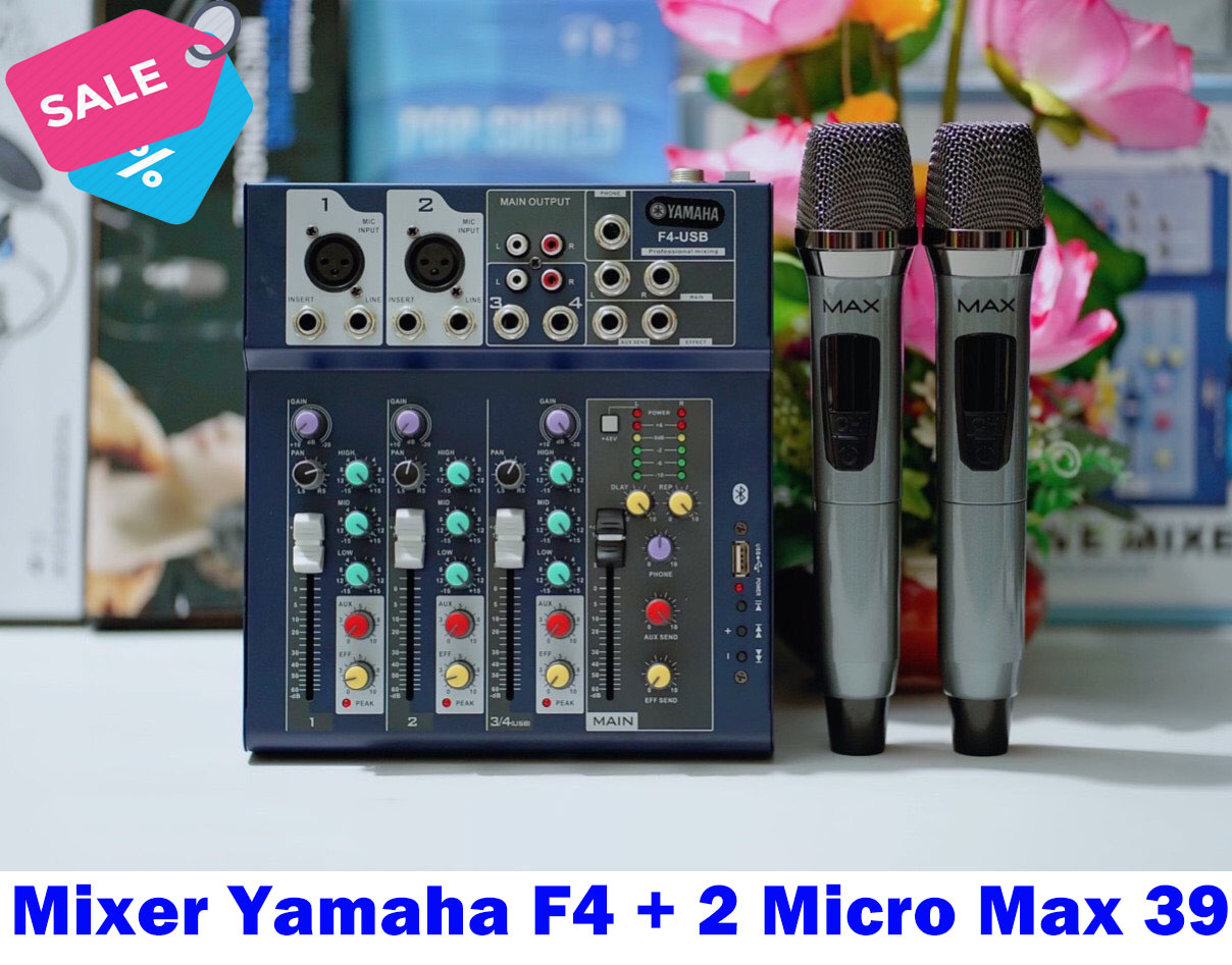[HCM][ HÀNG CTY ] Bàn Trộn Âm Thanh Hát Karaoke  Live Stream Bluetooth Cực Hay  Combo Trọn Bộ Mixer F4 Kèm 2 Micro Không Dây Max39  Màn Hình Led  Bàn Mixer F4 Bluetooth  Hỗ Trợ Các Tính Năng Echo  Tiện Cho Loa Kéo  Dàn Hát Karaoke Gia Đình.