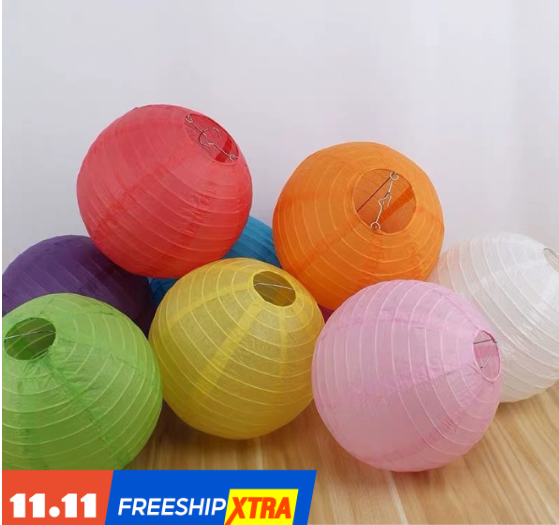 Đèn lồng vải lụa chống thấm nước 20/25/30/35cm nhiều màu trang trí ngoài trời