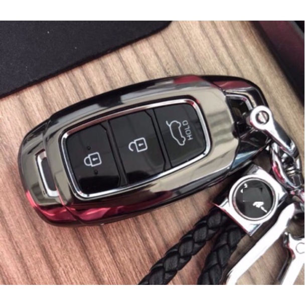 Ốp khoá Smartkey Accent, Kona, Santafe, Elantra Hyundai Kim Loại Sáng Bóng
