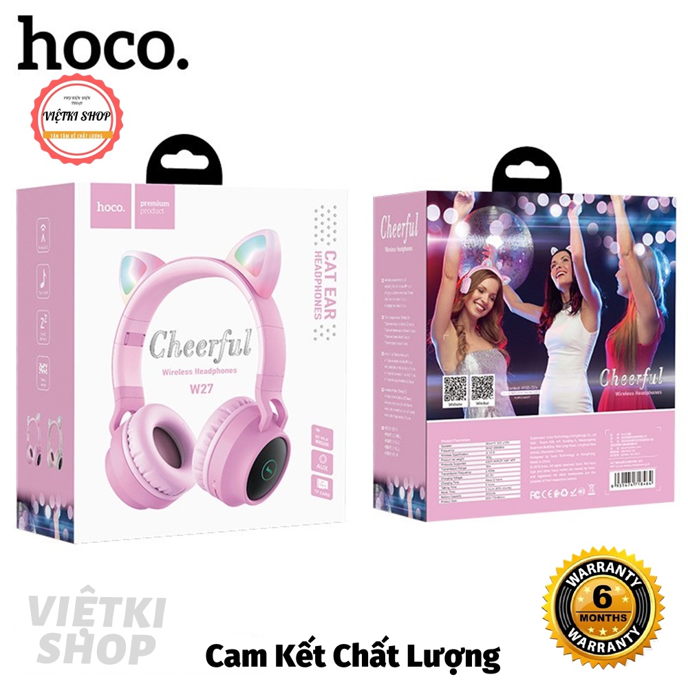 Tai nghe mèo hoco bluetooth 5.0 tai nghe hỗ trợ thẻ tf 3.5mm siêu dễ thương cho bạn gái