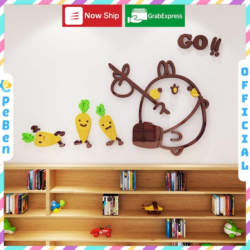 Tranh mica EPeBen dán tường nổi 3d hình củ cải go decor trang trí phòng ngủ, phòng học, trà sữa