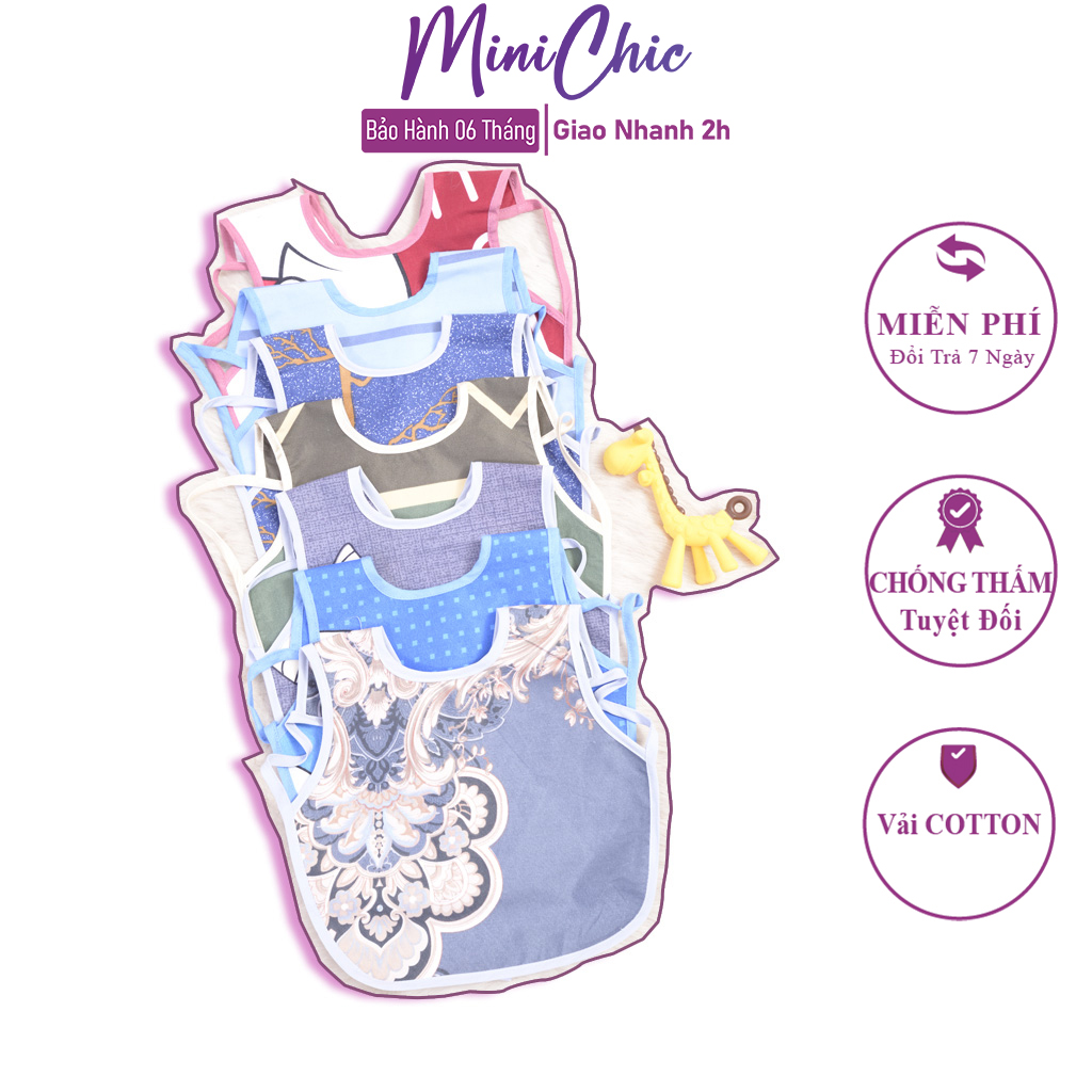 Yếm ăn dặm, yếm ăn dặm cho bé, chống thấm, xỏ tay, dây buộc