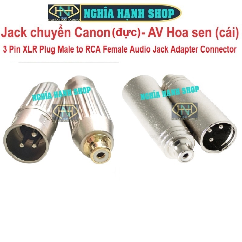 Đầu chuyển jack canon sang hoa sen av | jack canon đực ra av hoa sen cái | jack chuyển canon av | jack canon đực ra hoa sen - 1 chiếc