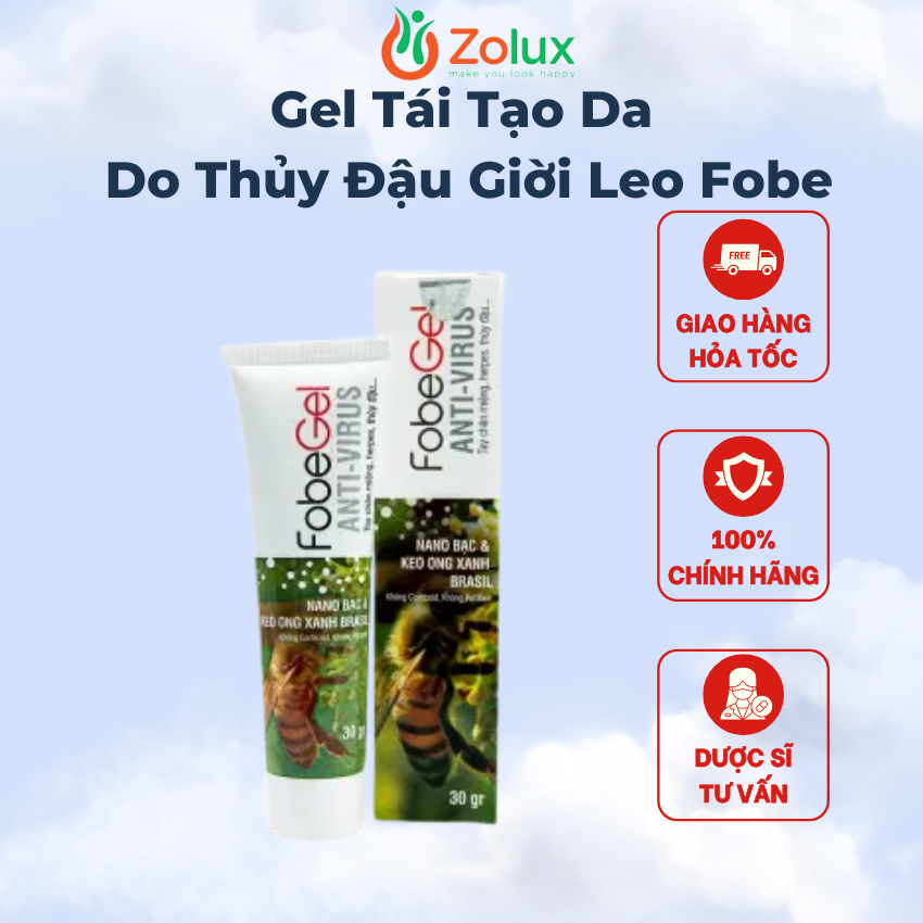 Gel tái tạo da do thủy đậu giời leo fobe gel tuýp 30g