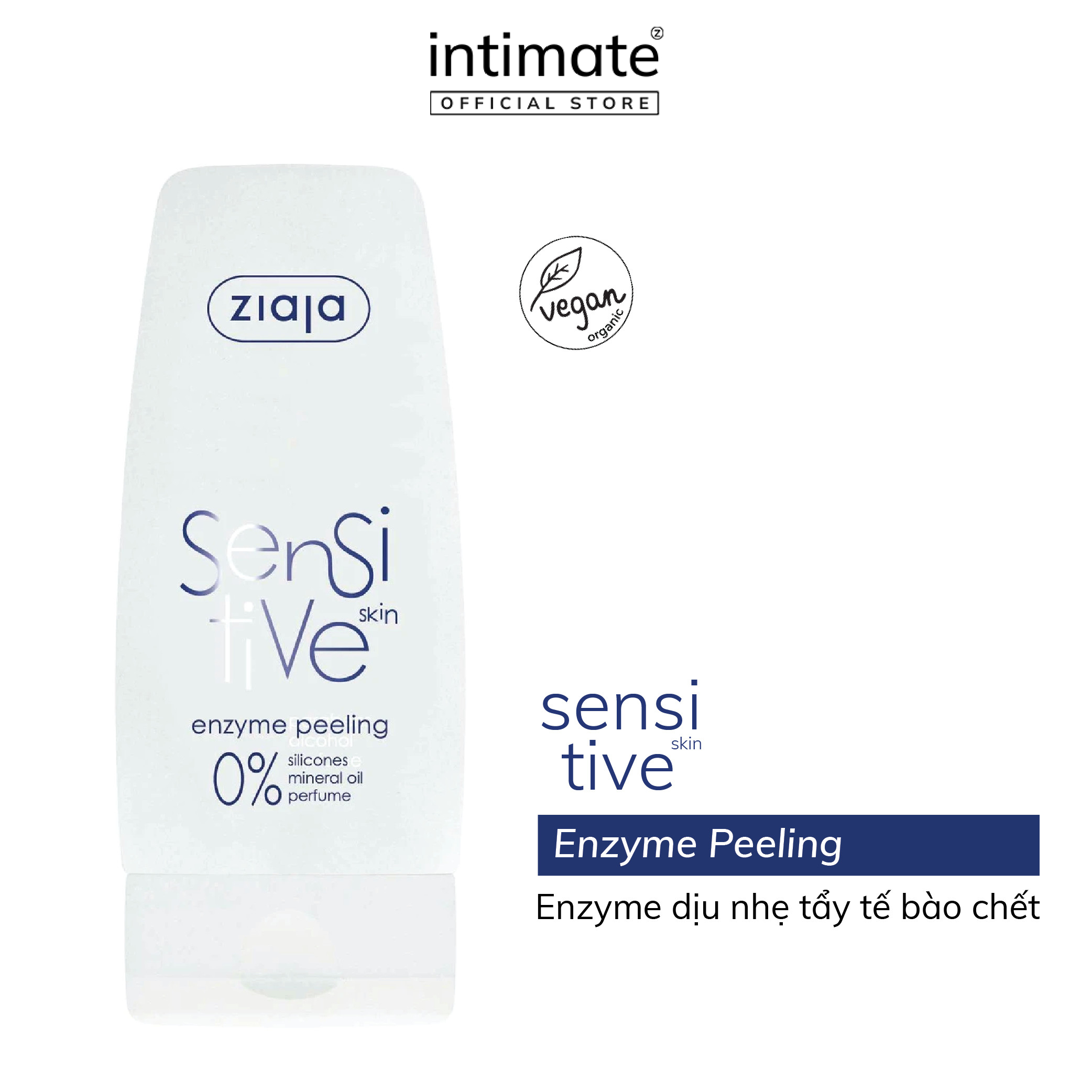 Enzyme tẩy tế bào chết dịu nhẹ sensitive skin ziaja baniphar giúp tái tạo da, gia tăng độ đàn hồi 60ml