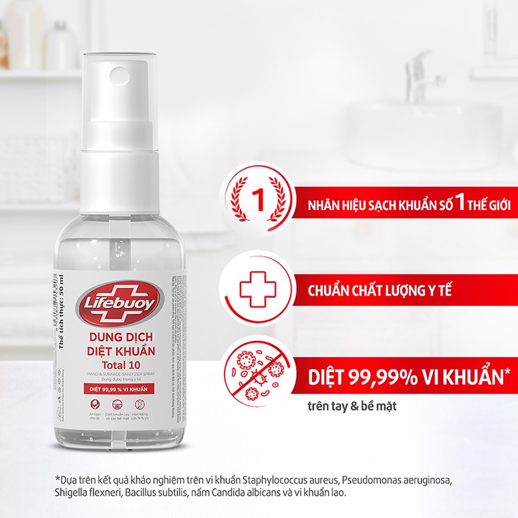 Dung dịch nước rửa tay diệt khuẩn Lifebuoy Total 10 - 50ml