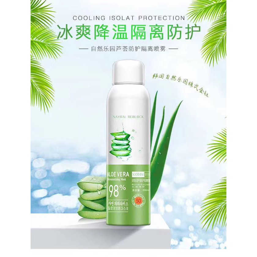 Xịt Chống Nắng Trắng Da Aloe Vera 200ML Hàng Chính Hãng Nội Địa Trung Chiết Xuất Nha Đam