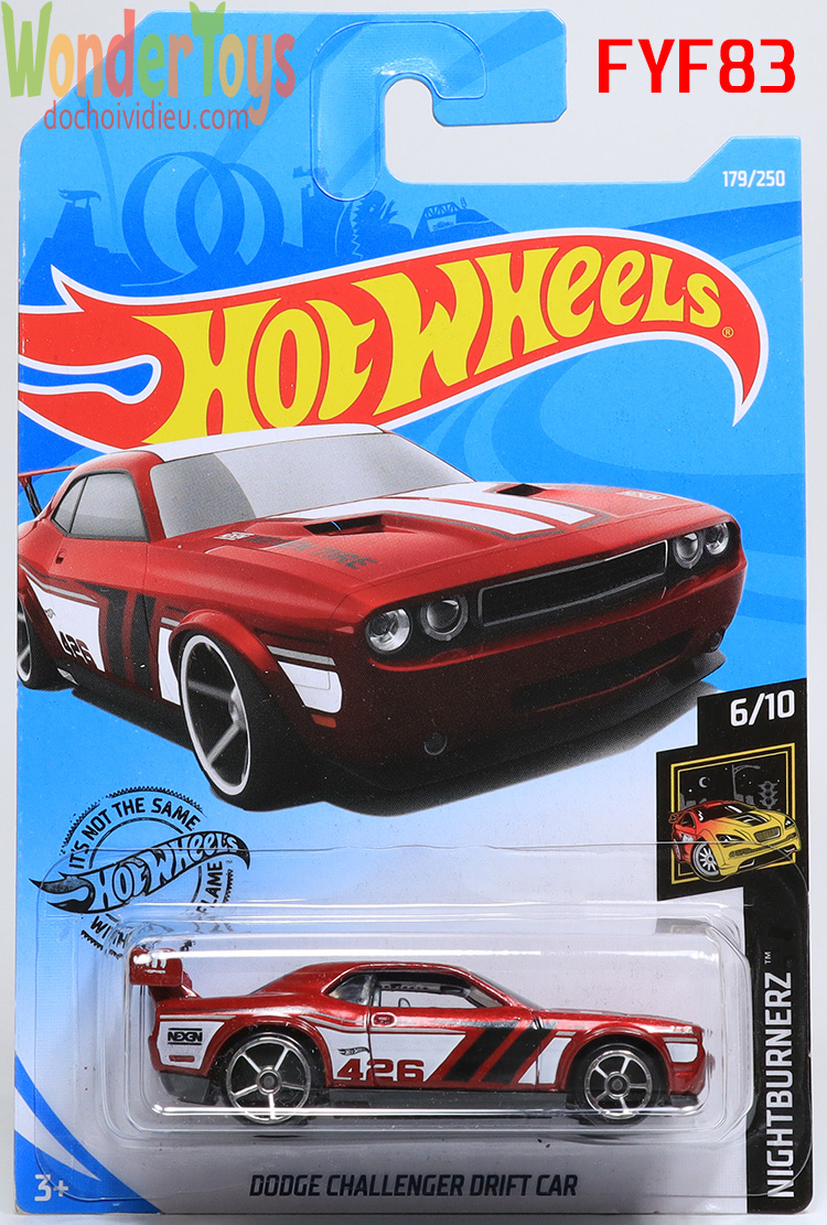 Xe mô hình Hot Wheels Dodge Challenger Drift Car Collections Nightburnerz - 2019 - FYF83