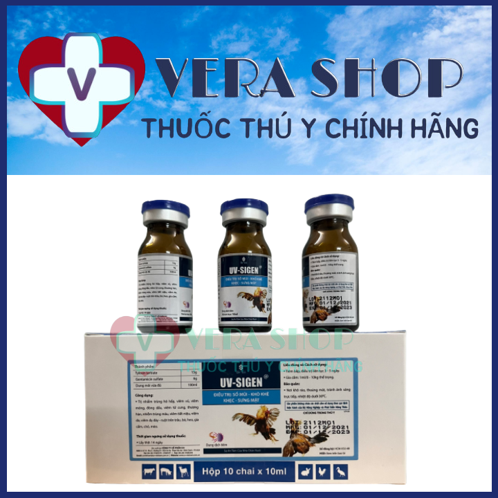 Uv sigen 10ml - thuốc trị sổ mũi, khò khè, khẹc, sưng mặt cho gà đá - sỉ lẻ thuốc thú y