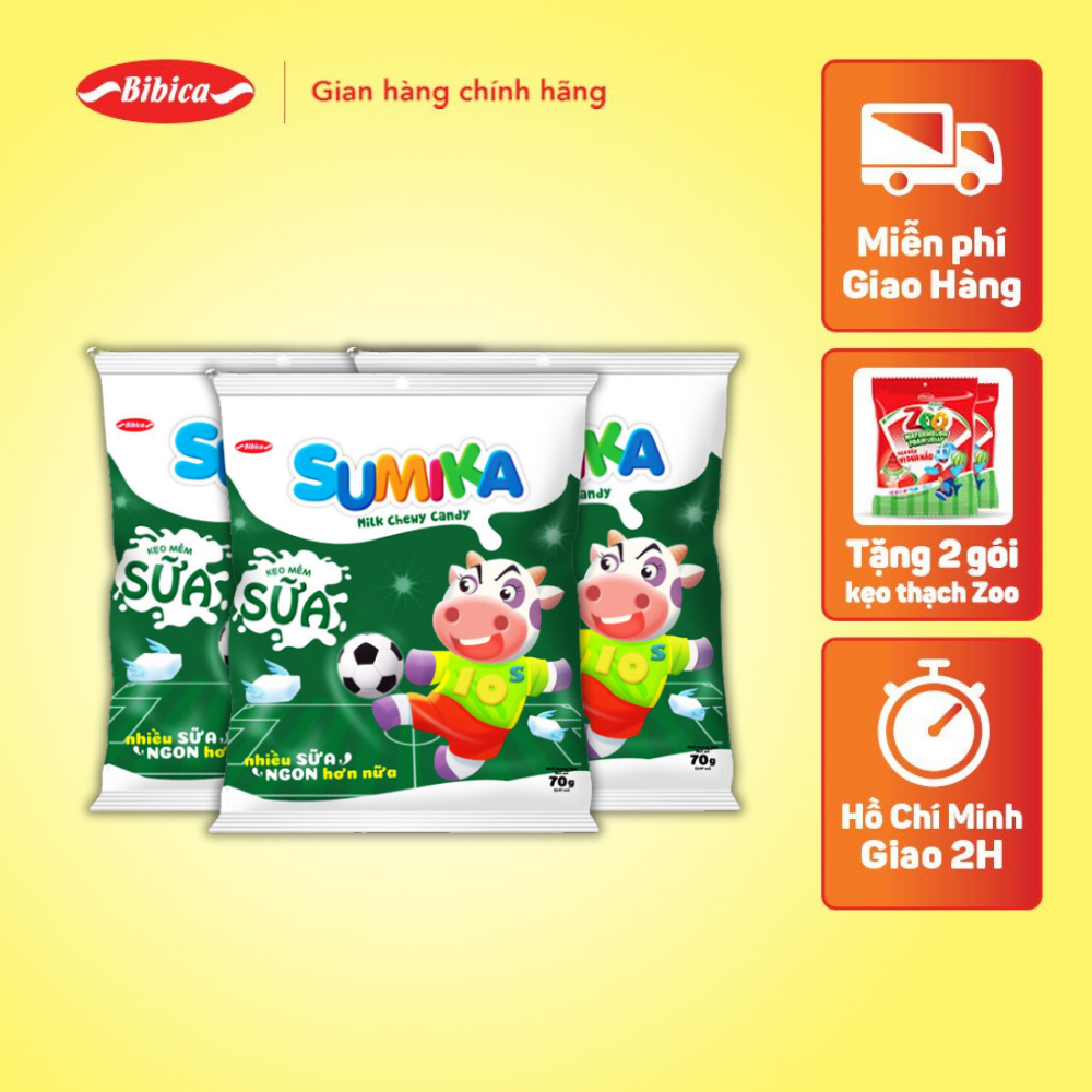 Combo 3 Kẹo Mềm Sumika Sữa Bibica 70g