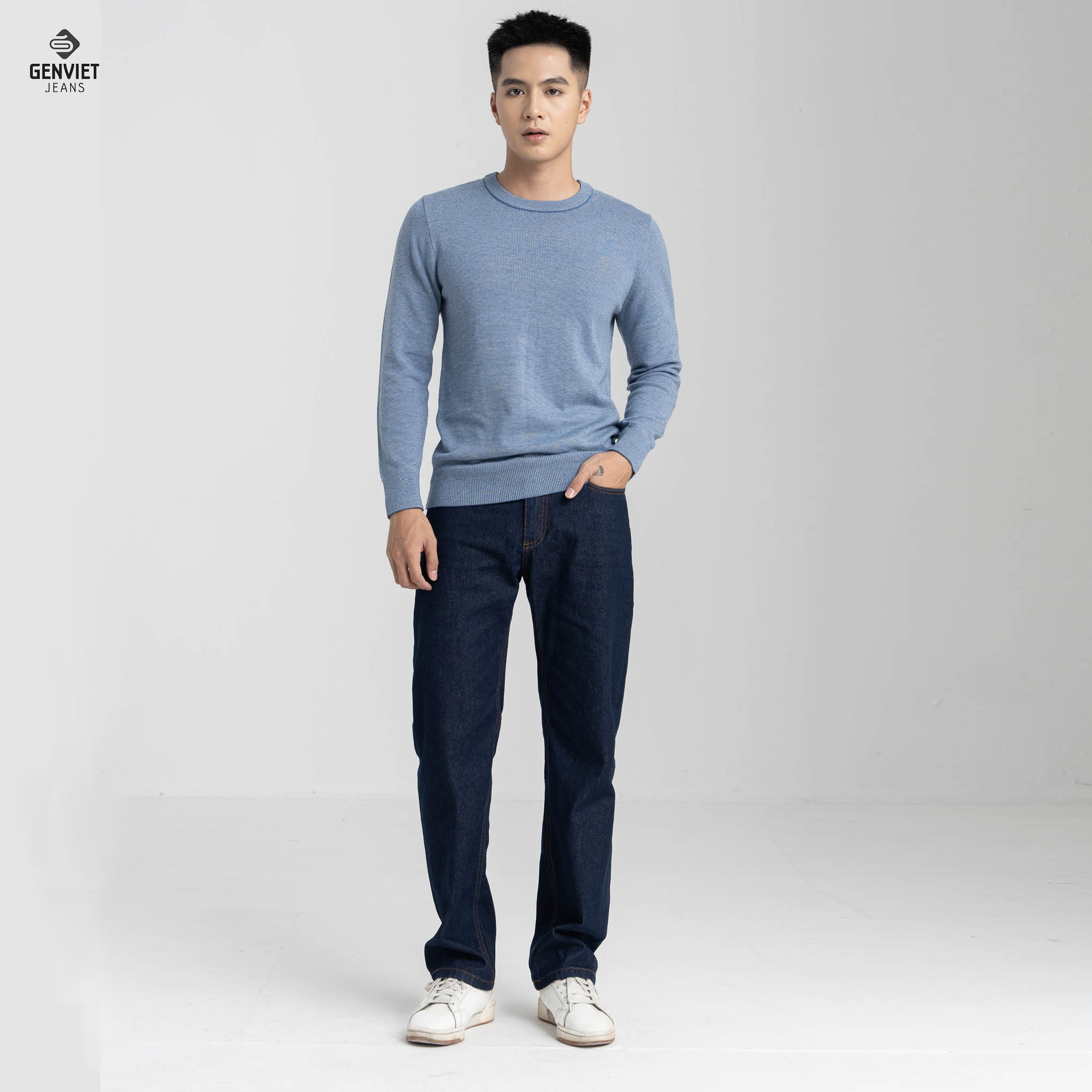 Quần jeans nam genviet chất bò denim cao cấp d1109j8078