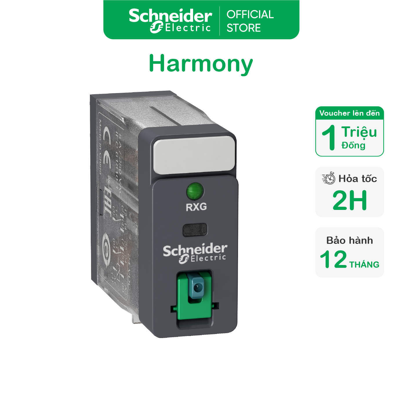 Relay trung gian - 2 poles - 24vdc - 5a - 2co - có đèn led và nút ấn - schneider electric - rxg22bd