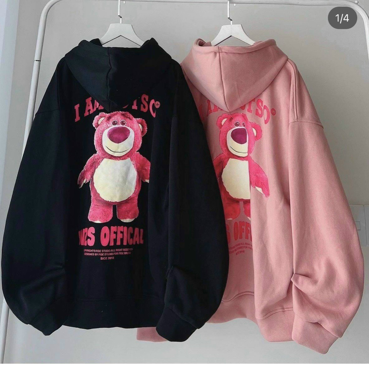 Áo khoác hoodies form rộng mũ to unisex GẤU DÂU, áo khoác hoodies form rộng nam nữ nỉ ngoại dày dặn TP822