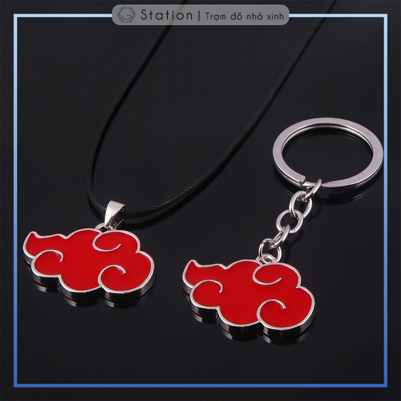 Bộ phụ kiện dây chuyền/ móc khóa đám mây Akatsuki trong anime Naruto - PK021