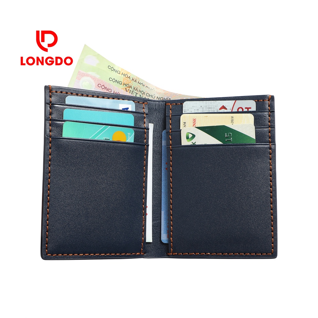 Ví da cao cấp màu xanh navy - cam kết 100% da bò thật - bảo hành 5 năm - thương hiệu uy tín longdo leather - bd01