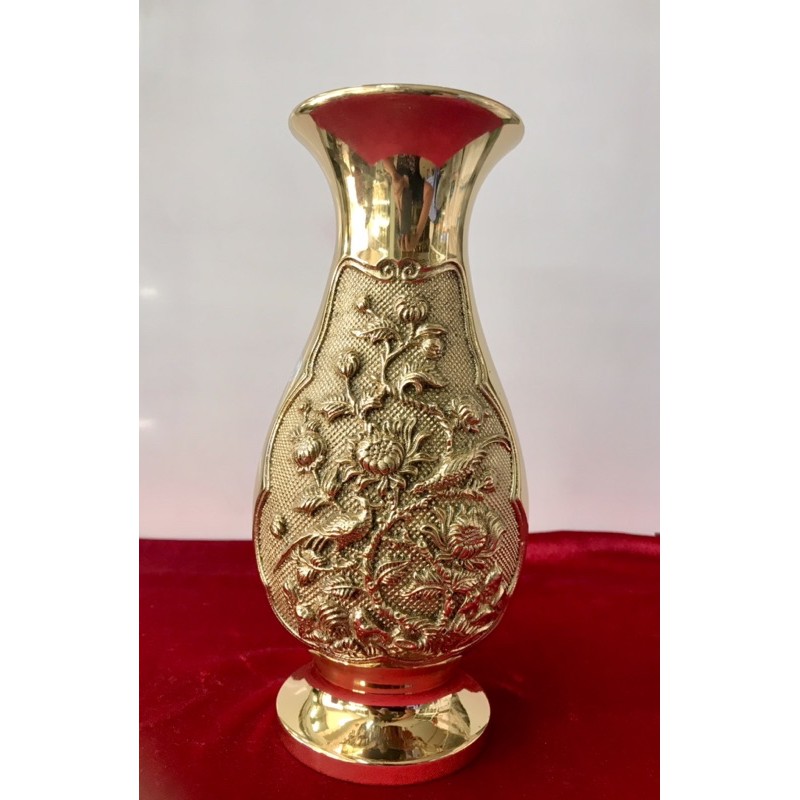 Lọ hoa bằng đồng bình bông hoa khai phú quý của vĩnh tiến cao 25cm