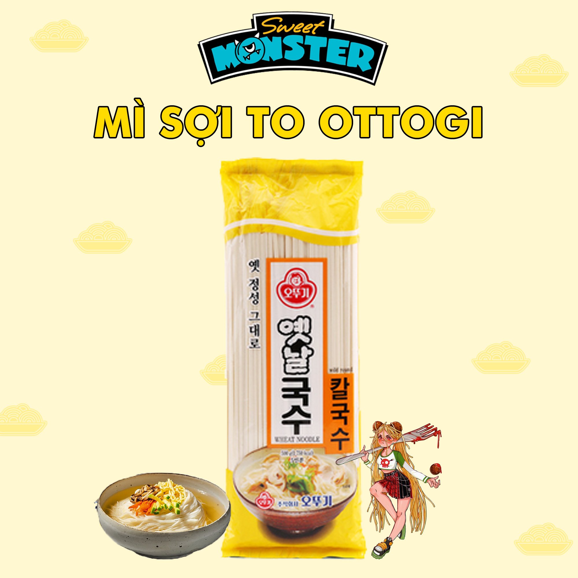 Mì sợi to Ottogi, mì spaghetti dai mềm thơm ngon Hàn Quốc gói 500g - 94302