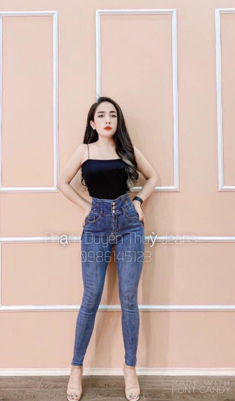 Quần jean nữ lưng cao quần jean nữ màu xanh lưng kiểu túi trước quần jean nữ 9 tấc thời trang Quần jean nữ đẹp Yody's House - QJNU55