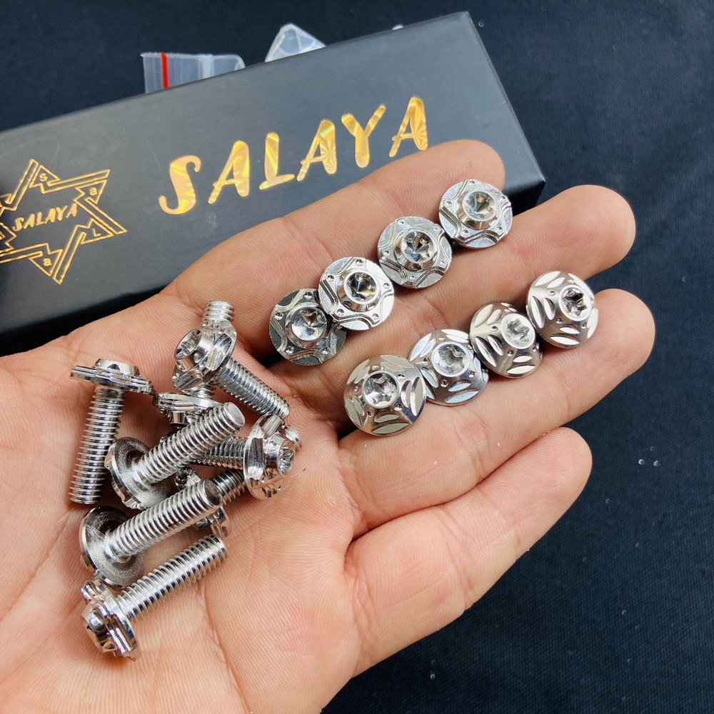 [CHUYÊN ỐC KIỂU] Ốc đĩa SALAYA 8ly dài 3 phân INOX 304 gắn các dòng xe máy thông dụng hiện nay (mẫu phi tiêu xoáy)