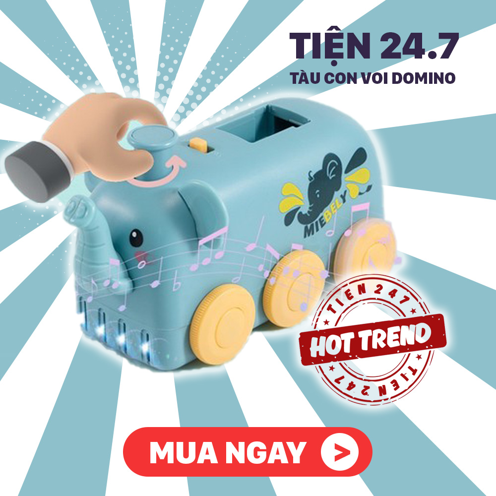Tàu hỏa con voi domino - Xếp domino - Đồ chơi giáo dục - Đồ chơi kĩ năng cơ bản - tien247