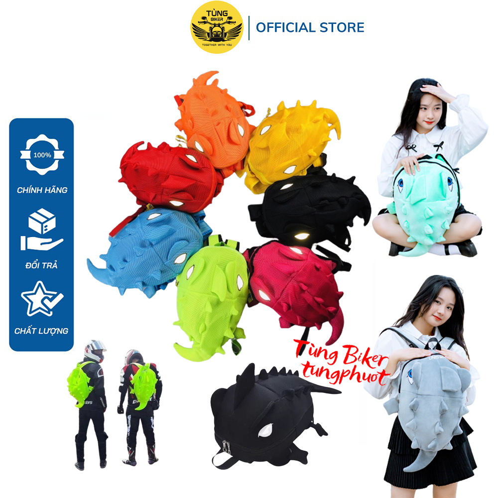 Balo hình khủng long size lớn, balo khủng long đựng đồ đi phượt, mũ bảo hiểm
