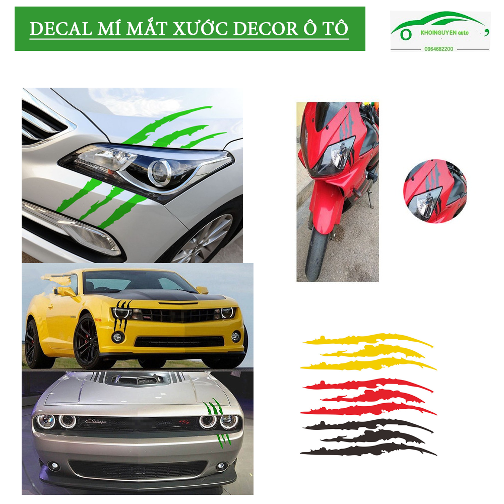 DECAL MÍ MẮT XƯỚC CHO Ô TÔ ,XE MÁY