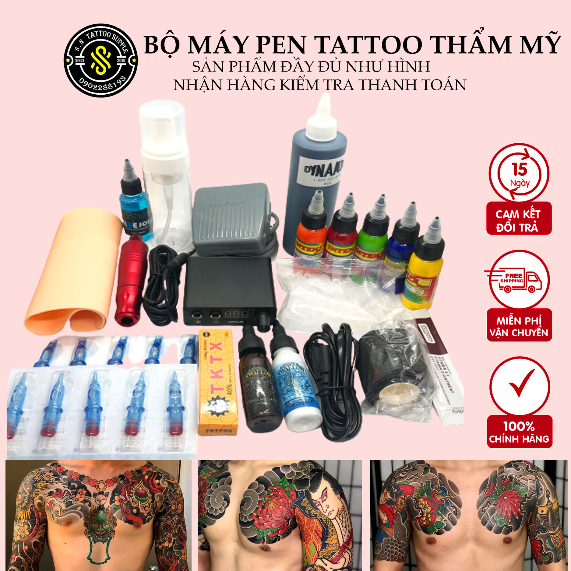  Bộ Máy Xăm - Bộ Máy Pen Tattoo Thẩm Mỹ - Bộ máy Pen Thẩm Mỹ Tattoo Spa thẩm mỹ Lăn Kim. 