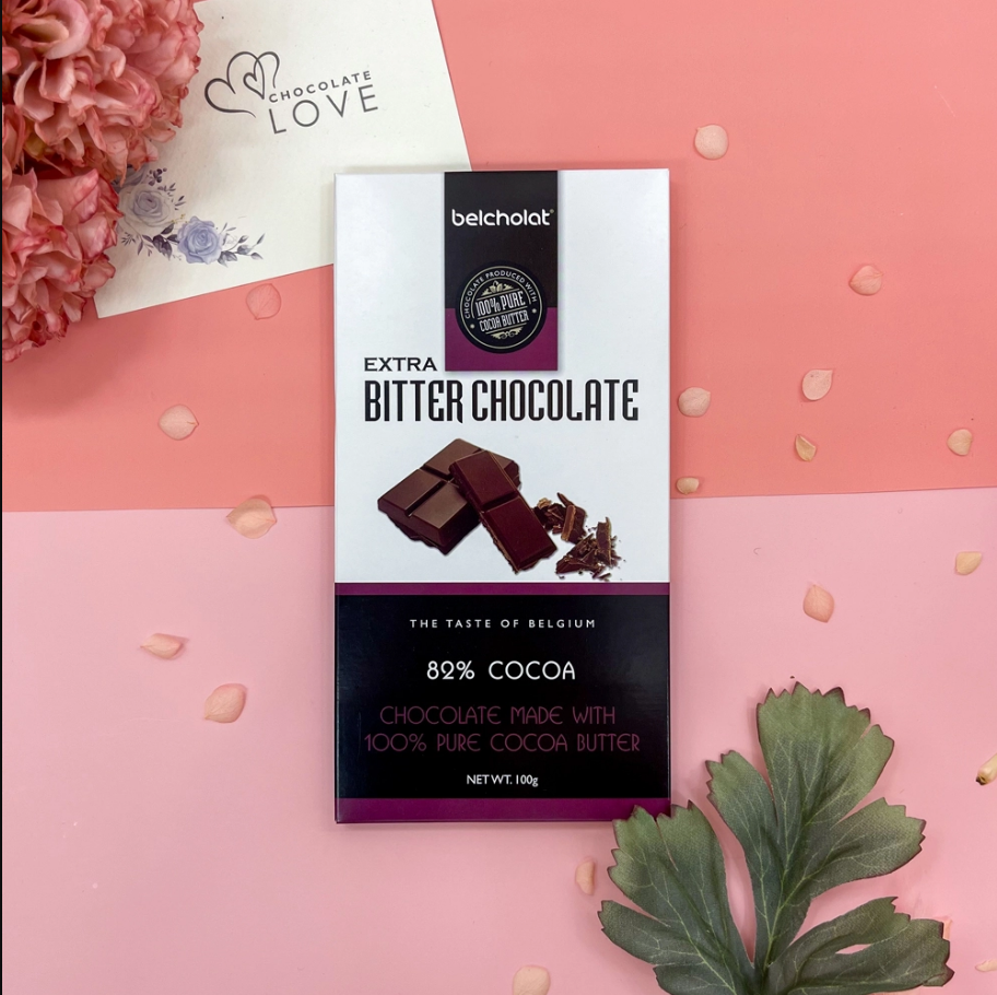 Socola thanh đen đắng 82% cacao Belcholat 100g, Extra Bitter Chocolate 82% cocoa Belcholat 100g