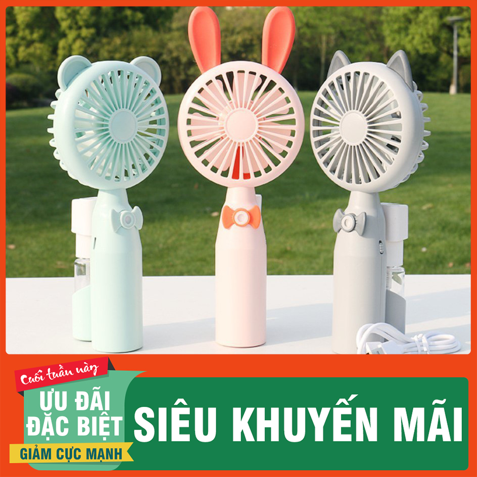 Quạt phun sương cầm tay mini - quạt cầm tay mini có tích hợp phun sương cực mát, đứng được