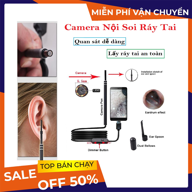 Camera Nội Soi Tai Siêu Nét Đi Kèm Bộ Đầu Lấy Ráy Độ Phân Giải 1080MP Giảm 50% Khi Mua Đơn Hàng Đầu Tiên.