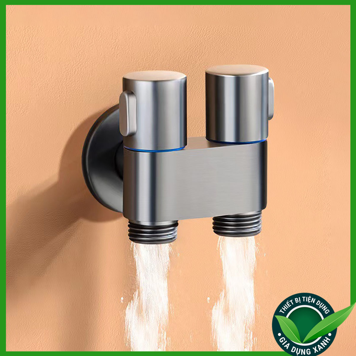 Van Nước 2 Đầu Ra chữ H Inox 304, Van Chia Nước 2 Đầu Có Khoá Giảm Áp Chia Nước Vòi Xịt, Bồn Cầu, Máy Giặt Tiện Dụng