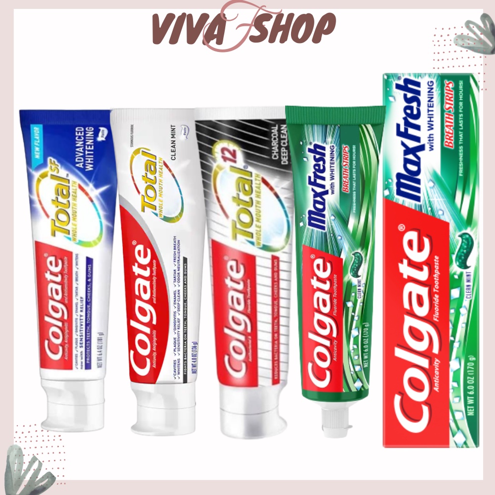 Kem đánh trắng răng COLGATE Total Mỹ /Bạc Hà/ Than Hoạt Tính kem đánh răng thơm miệng