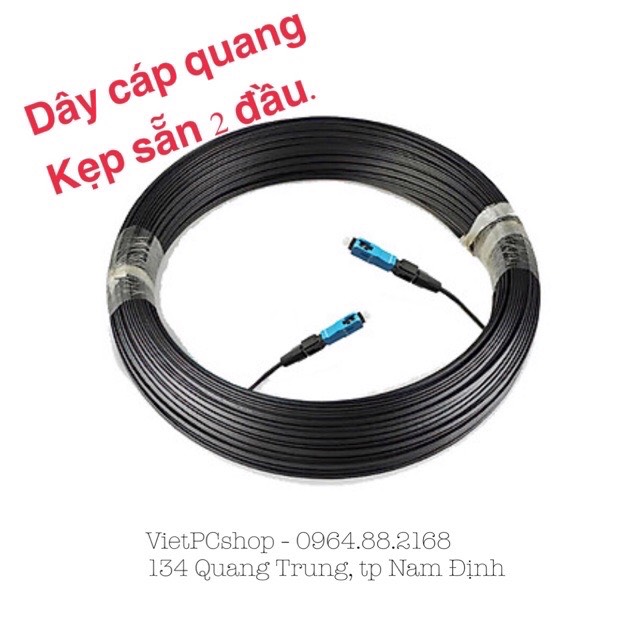 Dây cáp quang 1fo đã kẹp sẵn 02 đầu test ok trước khi giao, triển khai lắp cho hệ thống mạng Lan, dùng đầu đấu nhanh Fast connect, hoặc hàn quang để kết nối