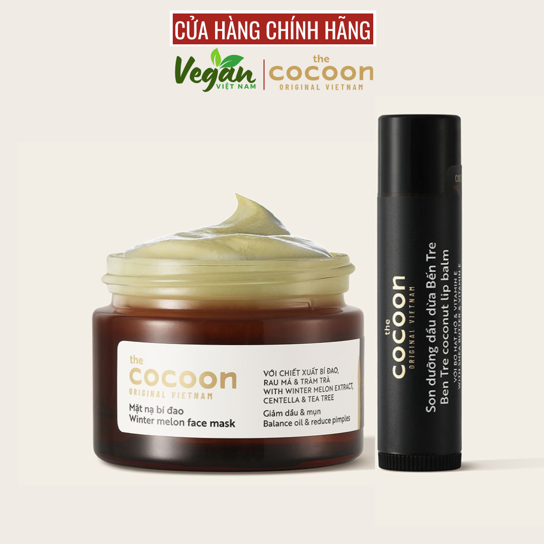 Mặt nạ cao bí đao giúp hết mụn loại bỏ thâm làm sáng da cocoon viet nam 30ml Tặng son dưỡng môi - Vegan Việt Nam
