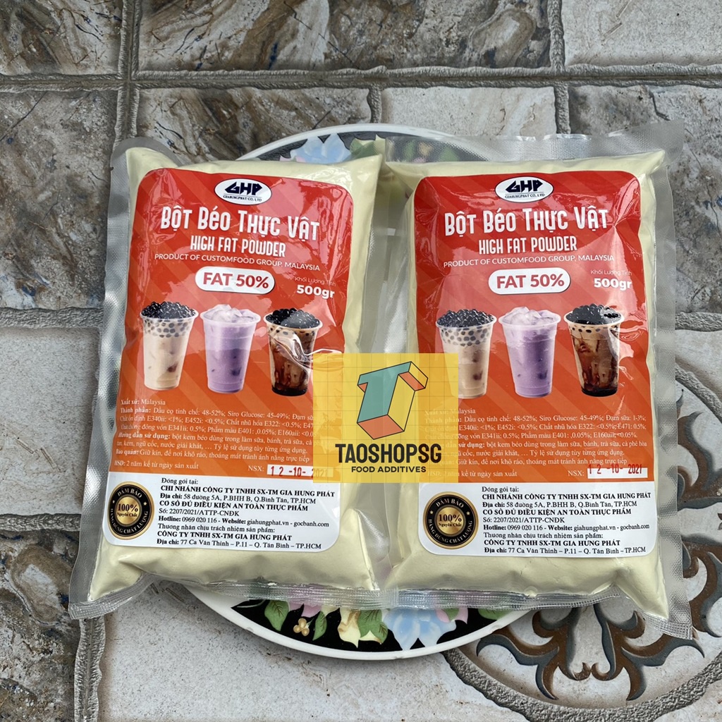 Bột kem béo thực vật fat 50% malaysia gói 500g vị đậm đà, làm trà sữa, rau cau, ...