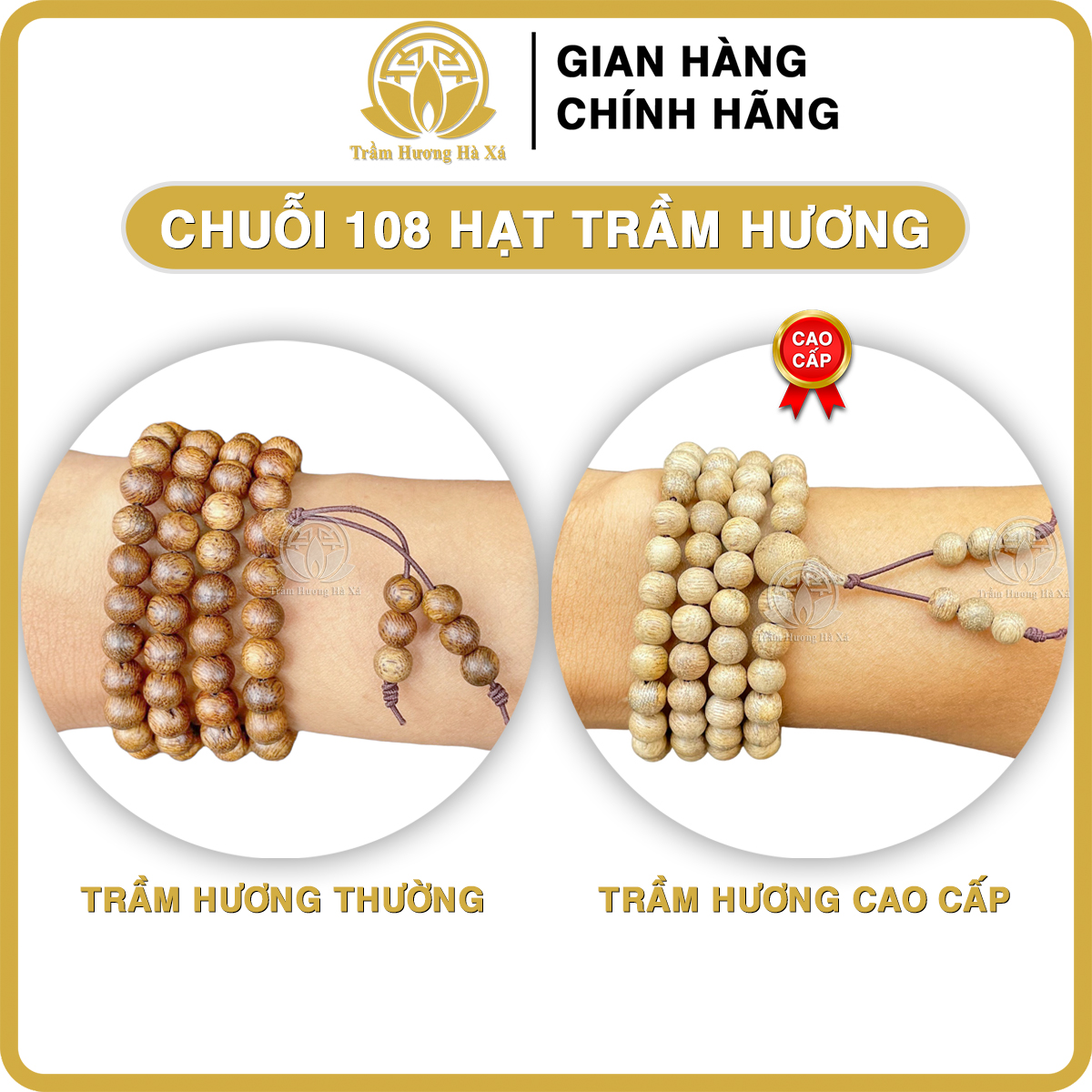 Chuỗi vòng tay 108 hạt trầm hương HÀ XÁ đeo tay nam nữ phong thủy may mắn bình an