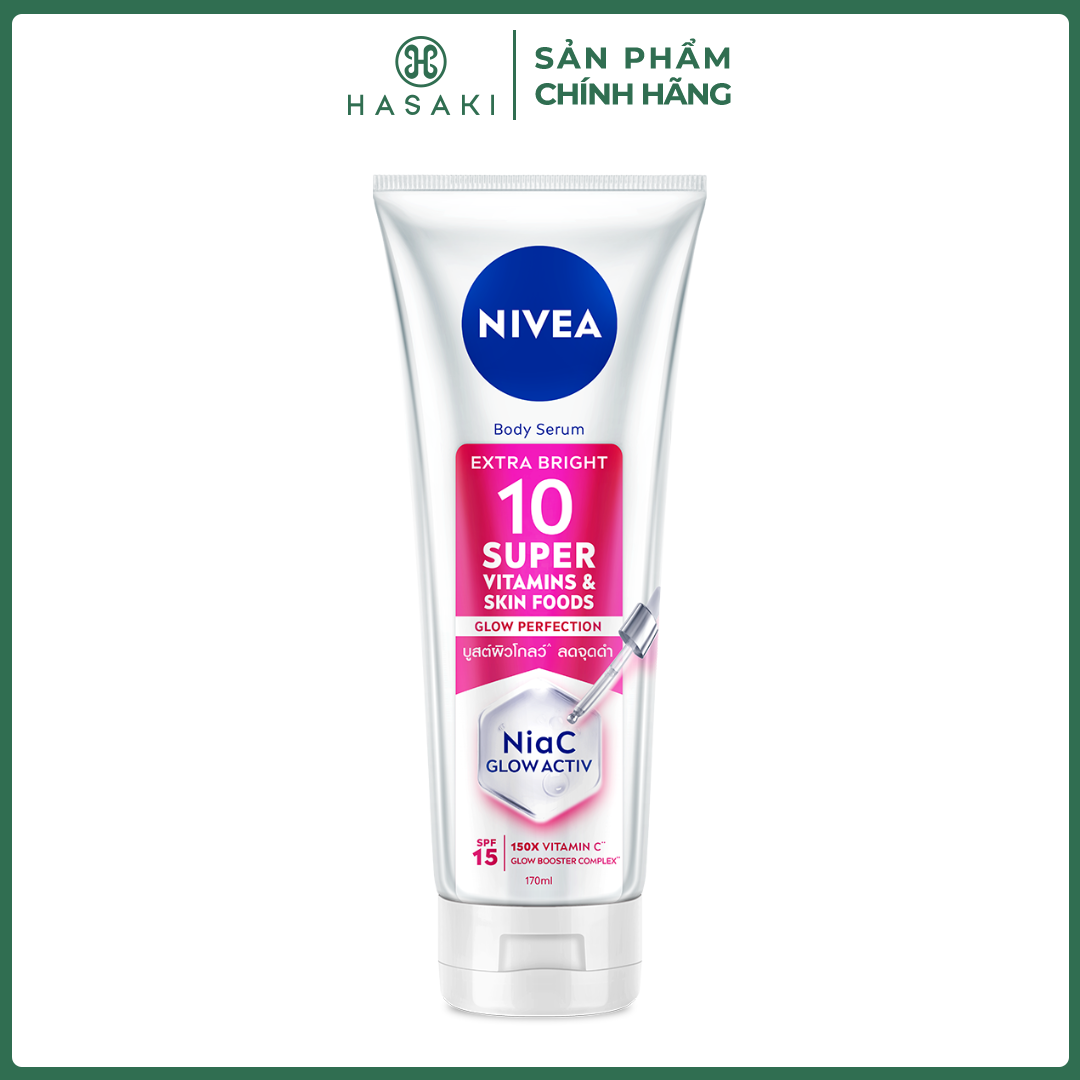  Serum Dưỡng Thể Nivea Sáng Da Mờ Thâm Nám Extra Bright 10 Super Vitamins & Skin Foods Glow Perfection Body Serum Hasaki Sản Phẩm Chính Hãng 